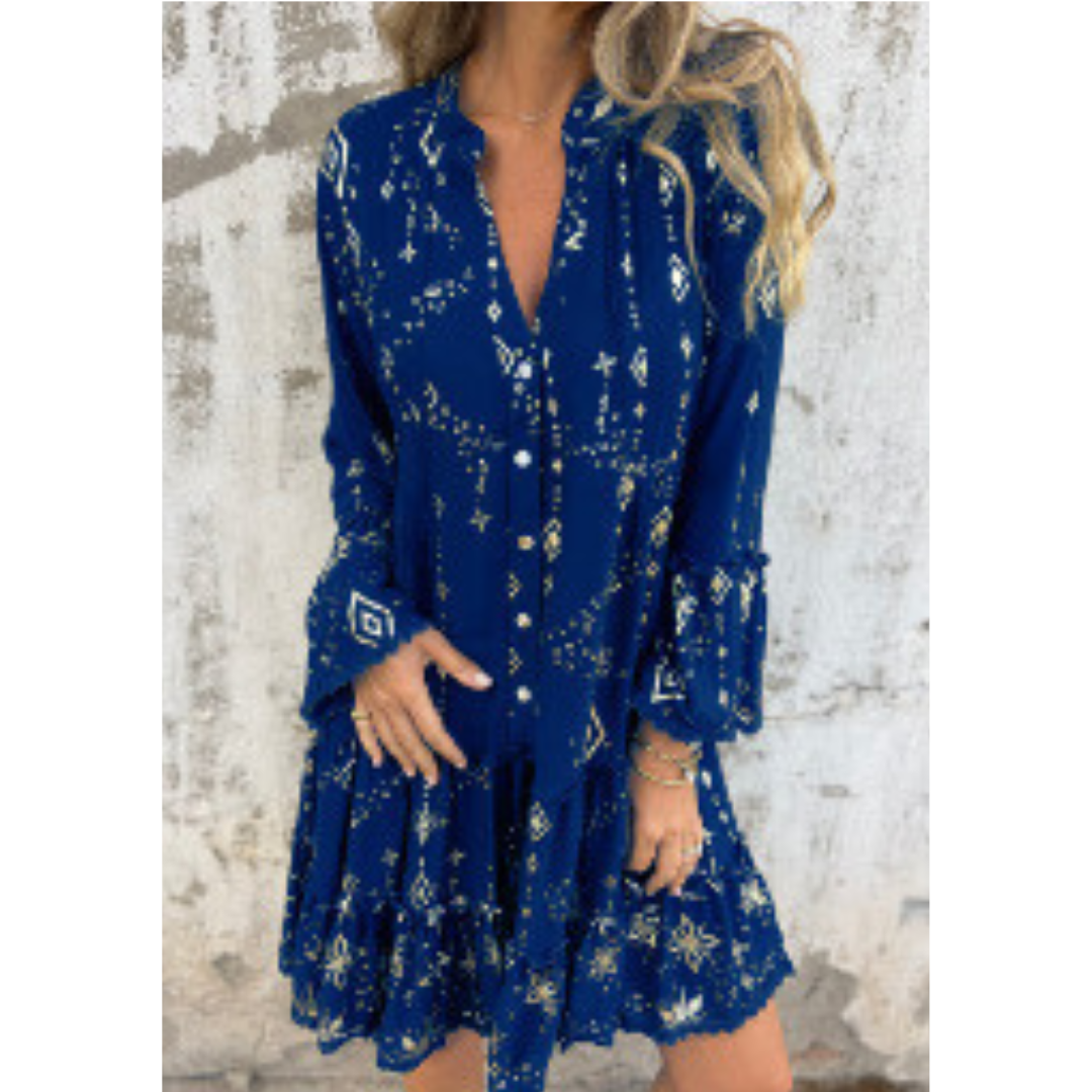 Aurora | Luxury dress with golden pattern