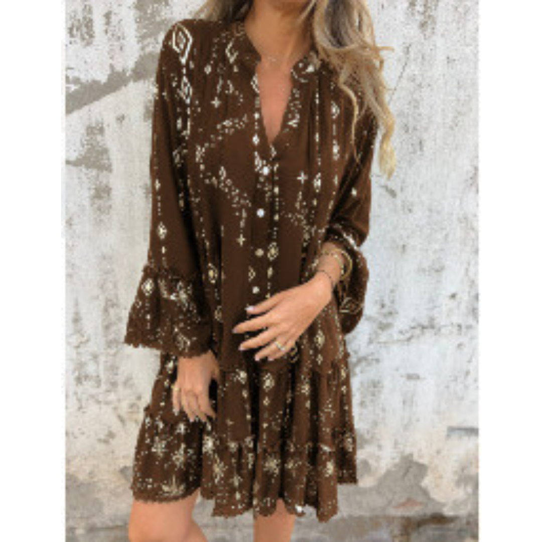 Aurora | Luxury dress with golden pattern