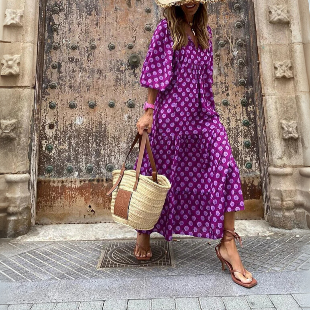 Elin | Boho Maxi Kjole i Bomuld