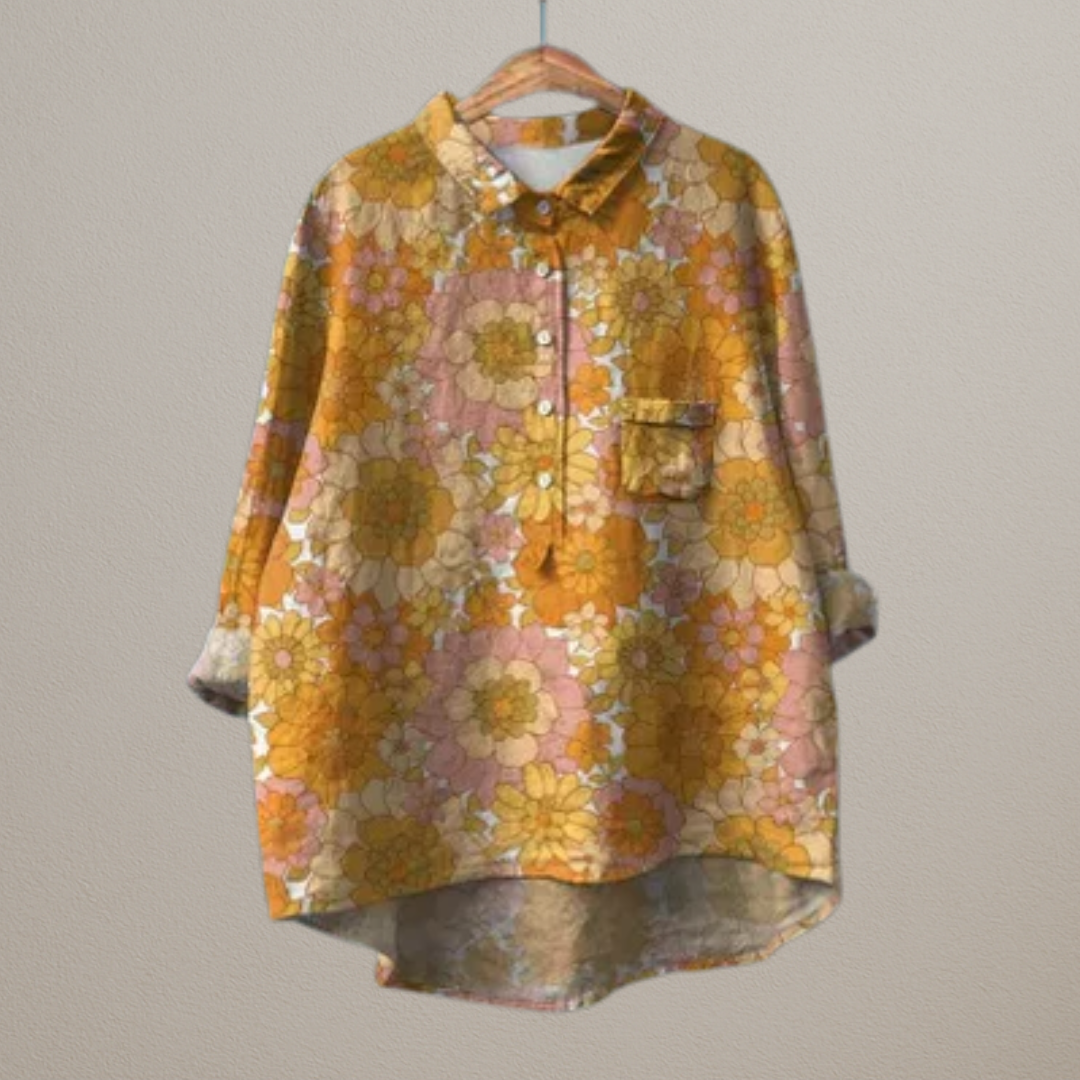 Sybil | Luxury shirt with yellow flowers