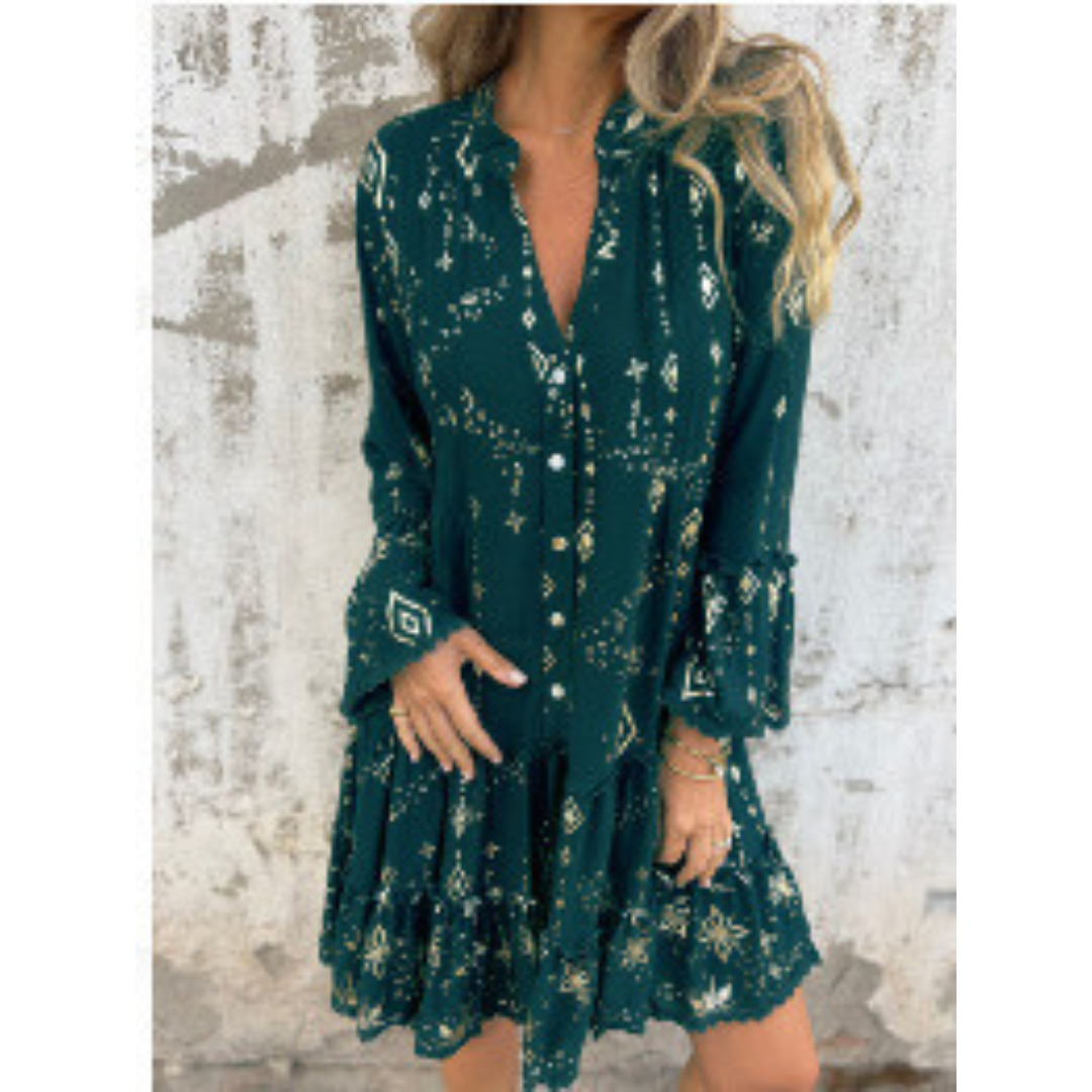 Aurora | Luxury dress with golden pattern