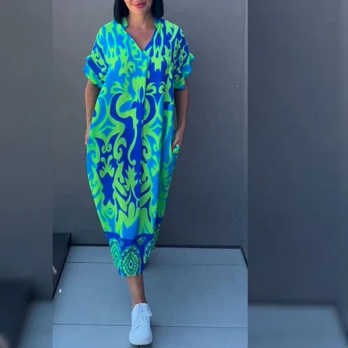 Vivienne | Luxury dress with colorful pattern