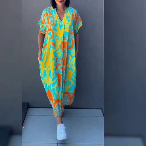 Vivienne | Luxury dress with colorful pattern