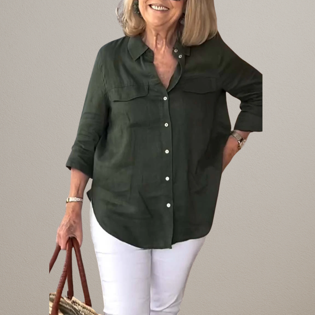 Hazel | Casual shirt in plain cotton and linen