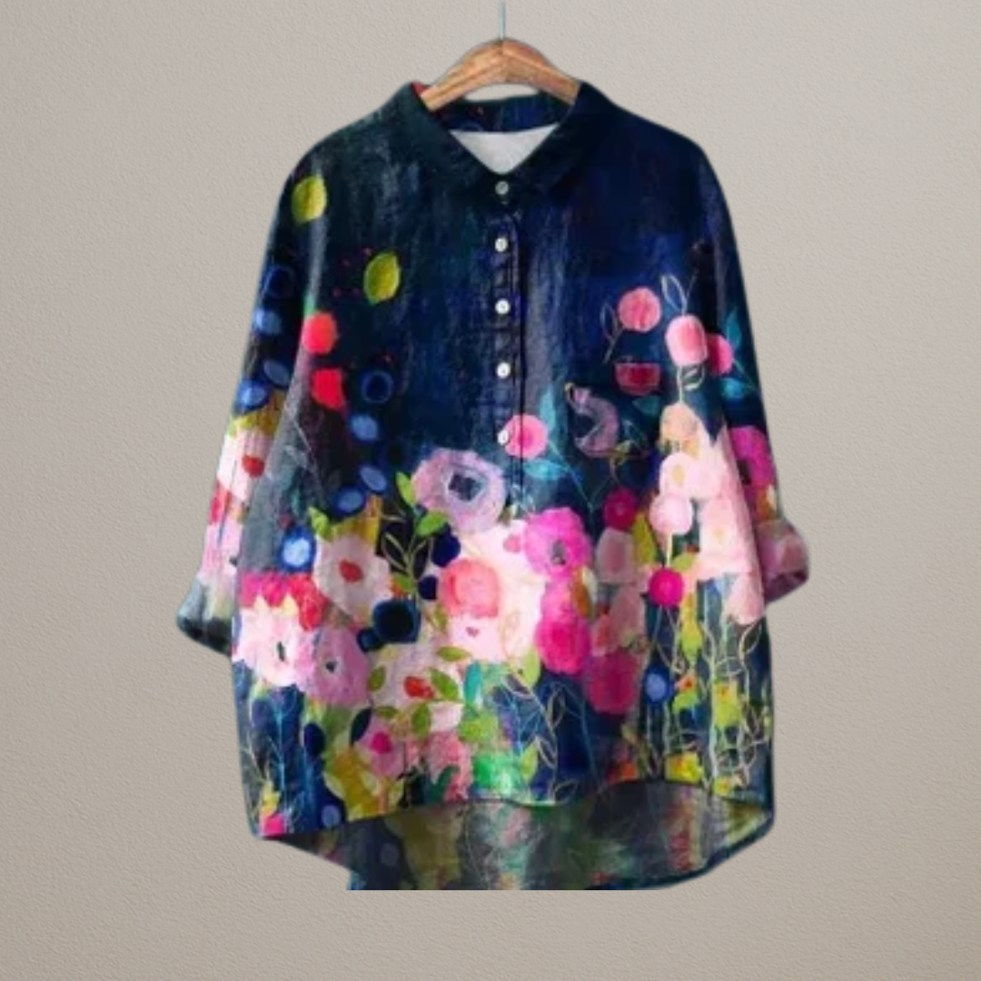 Tara | Luxury shirt with beautiful colorful flower mix