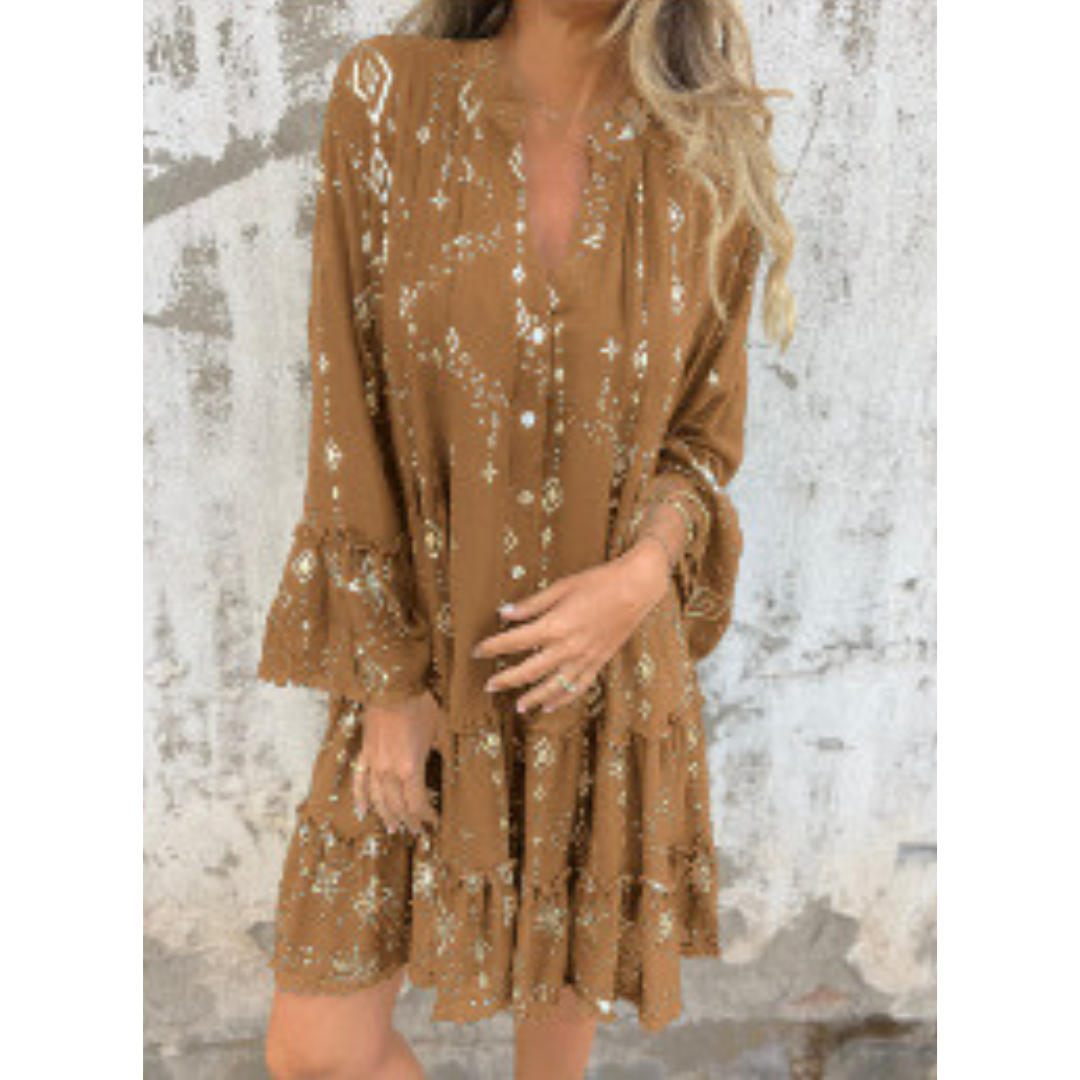 Aurora | Luxury dress with golden pattern
