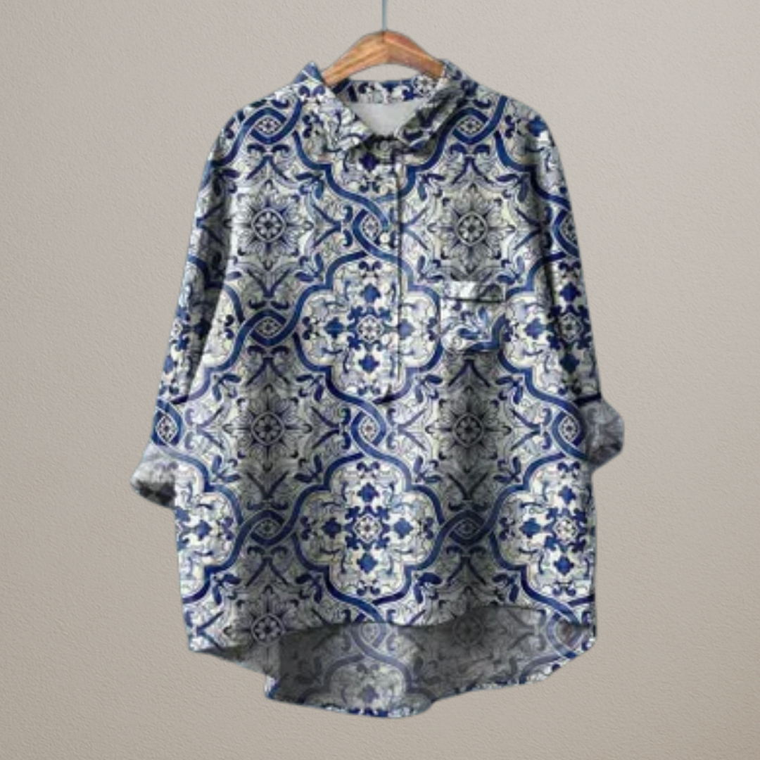 Ramona | Luxury shirt with beautiful blue pattern
