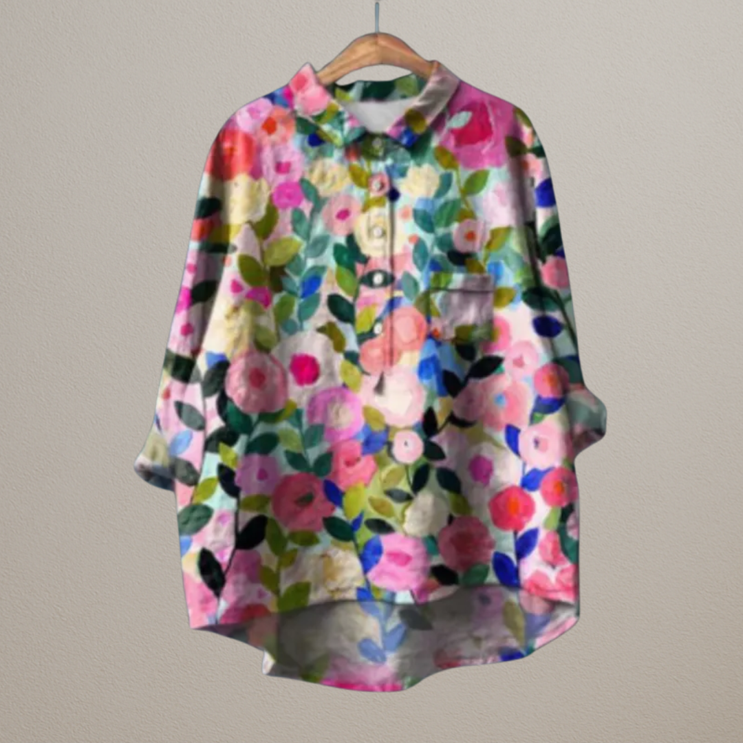 Aurora | Luxury shirt with colorful flowers