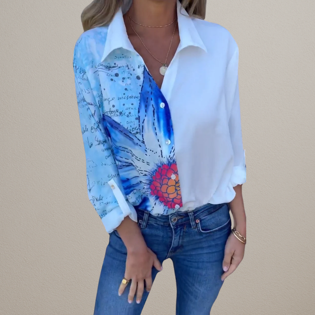 Hannah | Shirt with flaps and half print