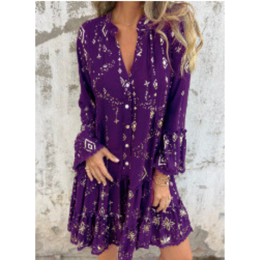 Aurora | Luxury dress with golden pattern