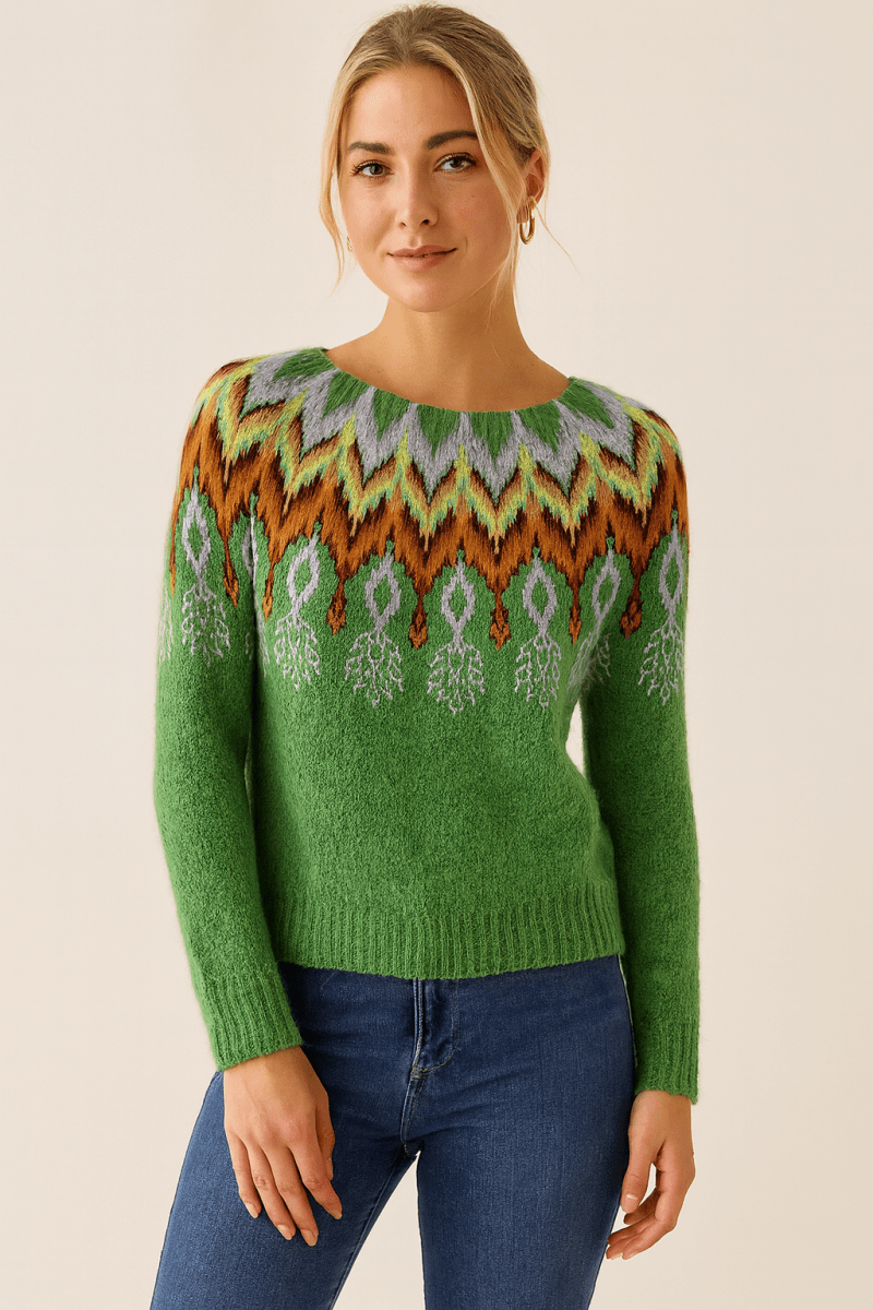 SILVIA™ Retro Sweater in Green