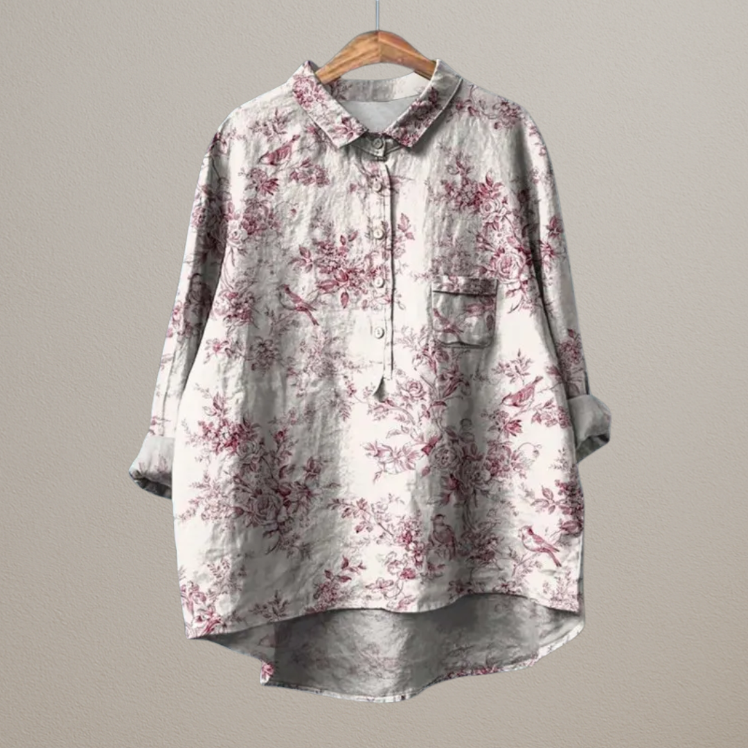 Magnolia | Luxury shirt with pink flowers